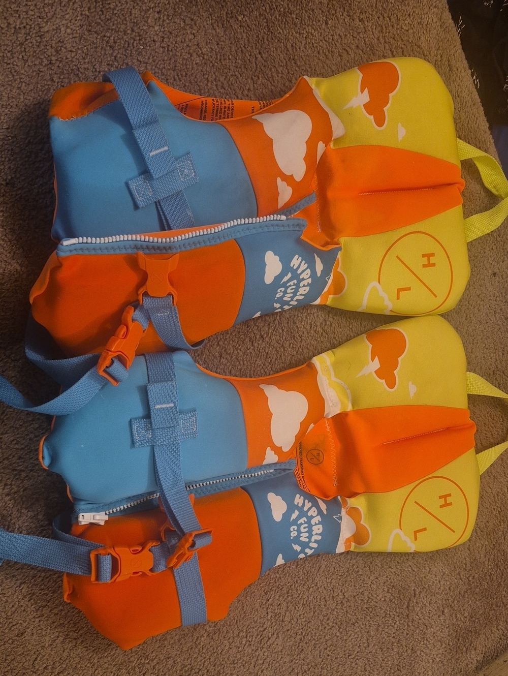 Kids Float Swim Vest Coverup - Orange, Blue & Yellow